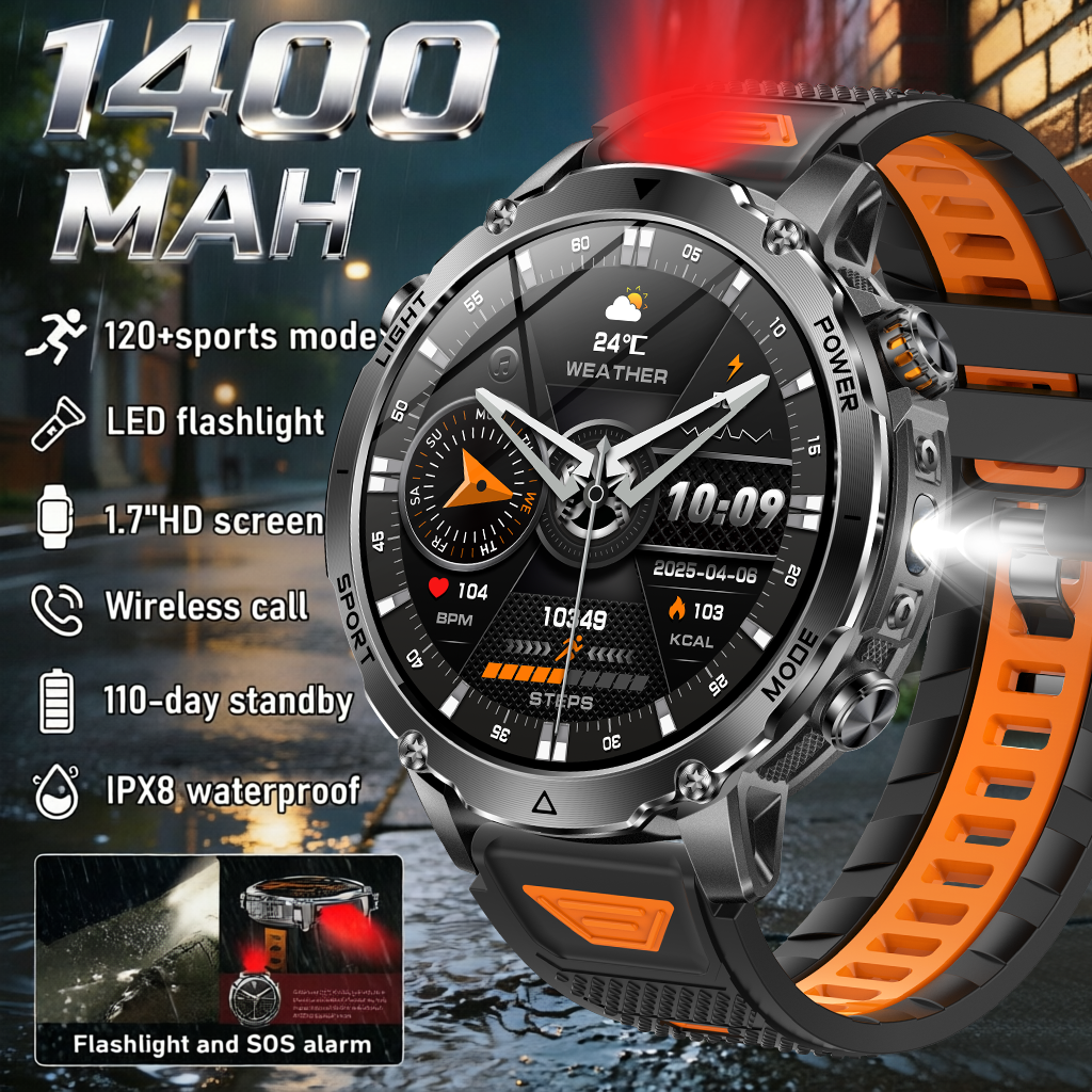 Android Smartwatch Accessories - 2026 Military 1400 Mah battery smartwatch,