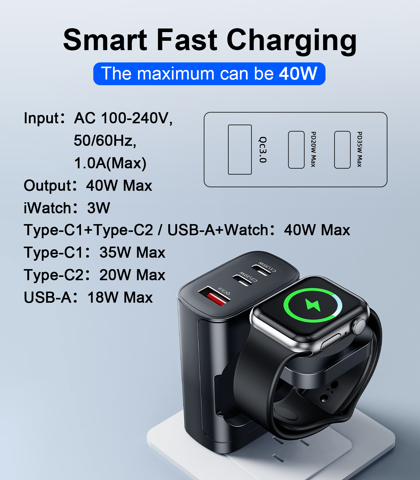 Eary 40W for Apple Charging Bl - Wireless Charger Watch recensione e prezzo