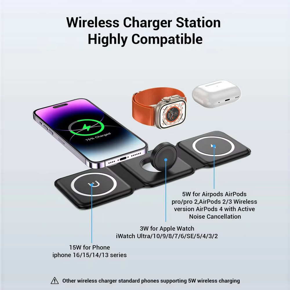 3-in-1 Magnetic Folding Wirele - Wireless Charger Watch recensione e prezzo