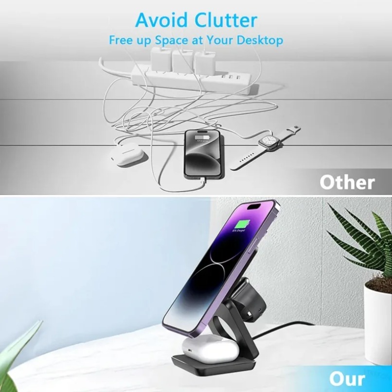 3 in 1 Foldable Magnetic Wirel - Wireless Charger Watch recensione e prezzo
