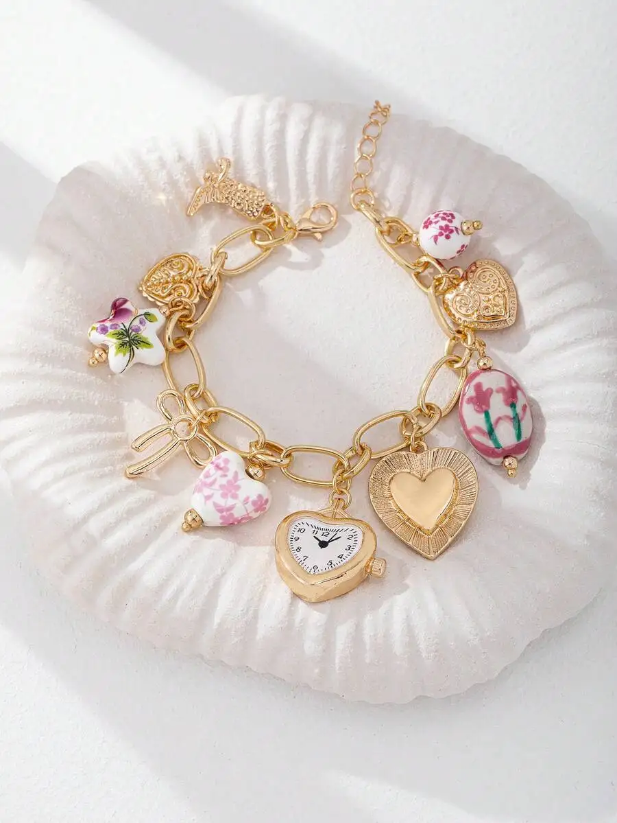 Handmade Floral Porcelain Char - Ceramic Link Bracelet recensione e prezzo