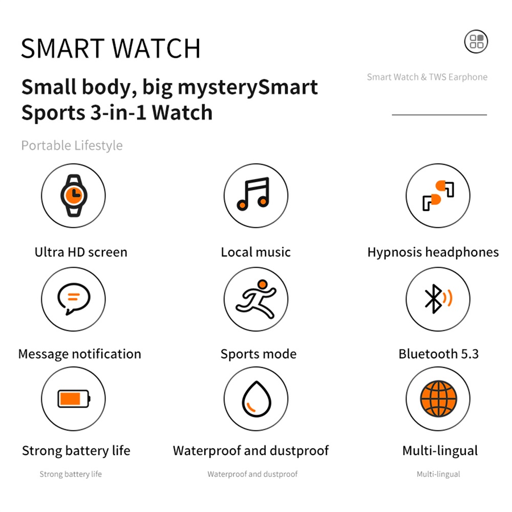 TWS Bluetooth Headset Music Pl - Smartwatch Headset recensione e prezzo